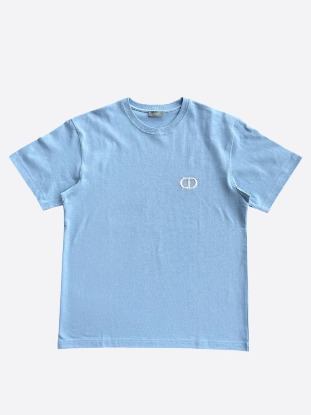 Dior Light Blue & White CD Icon Embroidered Logo T-Shirt